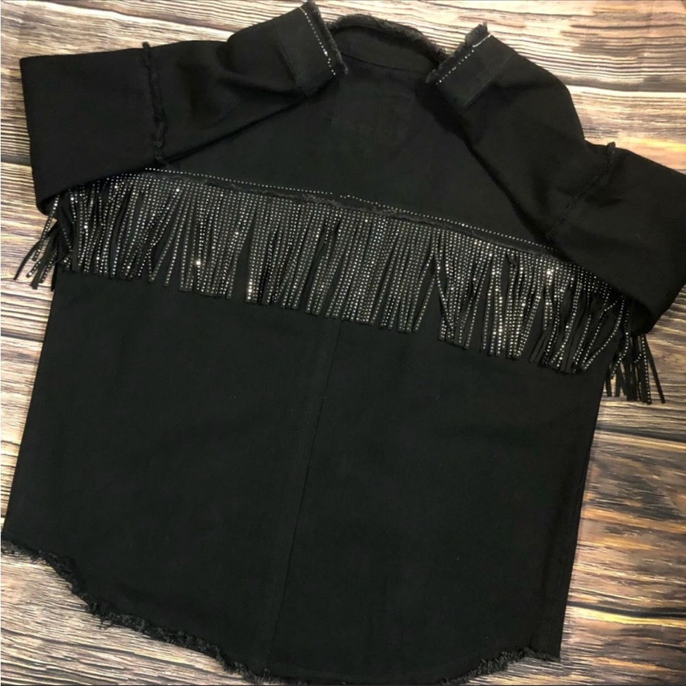The style between us black fringe shirt/jacket xl - Picture 3 of 7
